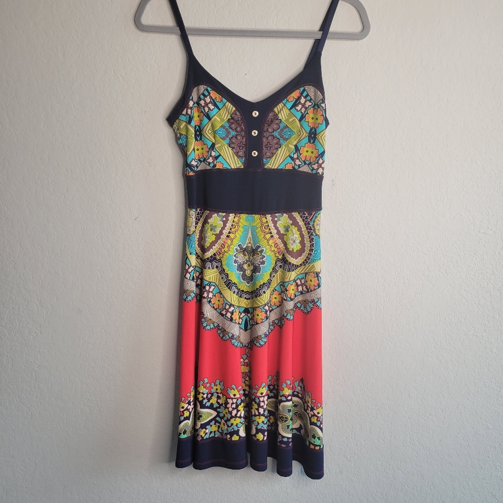 Joseph Ribkoff printed  spaghetti strapdress size 4 multi colored